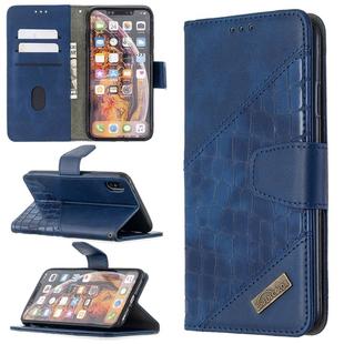 For iPhone XS Max Matching Color Crocodile Texture Horizontal Flip PU Leather Case with Wallet & Holder & Card Slots(Blue)