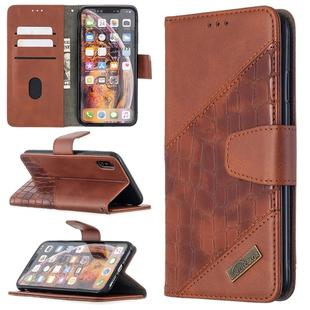For iPhone XS Max Matching Color Crocodile Texture Horizontal Flip PU Leather Case with Wallet & Holder & Card Slots(Brown)