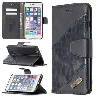 For iPhone 6 Plus Matching Color Crocodile Texture Horizontal Flip PU Leather Case with Wallet & Holder & Card Slots(Black)
