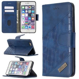 For iPhone 6 Plus Matching Color Crocodile Texture Horizontal Flip PU Leather Case with Wallet & Holder & Card Slots(Blue)