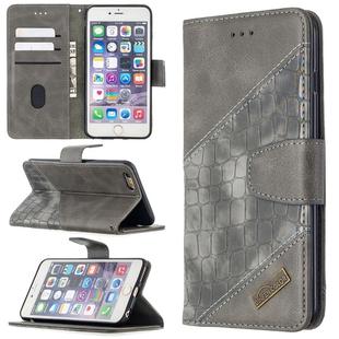 For iPhone 6 Plus Matching Color Crocodile Texture Horizontal Flip PU Leather Case with Wallet & Holder & Card Slots(Grey)
