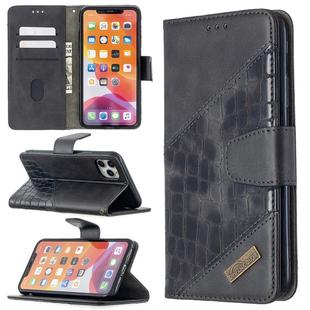 For iPhone 11 Pro Max Matching Color Crocodile Texture Horizontal Flip PU Leather Case with Wallet & Holder & Card Slots(Black)
