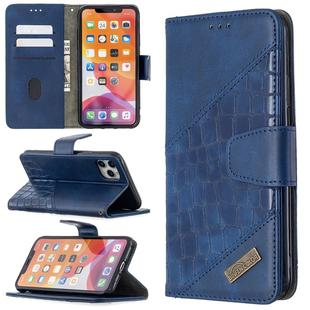 For iPhone 11 Pro Max Matching Color Crocodile Texture Horizontal Flip PU Leather Case with Wallet & Holder & Card Slots(Blue)