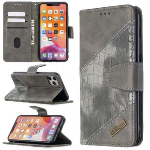 For iPhone 11 Pro Max Matching Color Crocodile Texture Horizontal Flip PU Leather Case with Wallet & Holder & Card Slots(Grey)