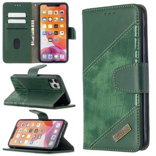 For iPhone 11 Pro Max Matching Color Crocodile Texture Horizontal Flip PU Leather Case with Wallet & Holder & Card Slots(Green)