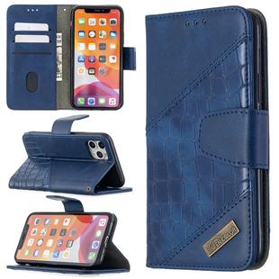 For iPhone 11 Pro Matching Color Crocodile Texture Horizontal Flip PU Leather Case with Wallet & Holder & Card Slots(Blue)