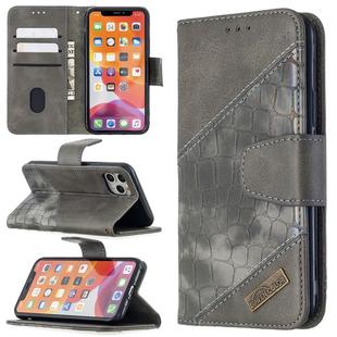 For iPhone 11 Pro Matching Color Crocodile Texture Horizontal Flip PU Leather Case with Wallet & Holder & Card Slots(Grey)
