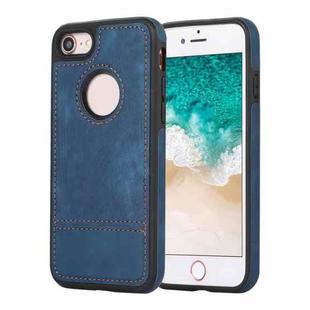 For iPhone SE 2022 / 2020 / 8 / 7 Splicing Sewing Hollow Cutout PU Phone Case(Blue)