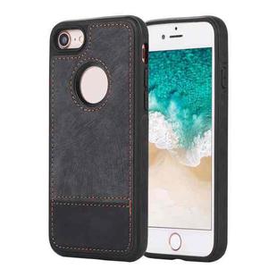 For iPhone SE 2022 / 2020 / 8 / 7 Splicing Sewing Hollow Cutout PU Phone Case(Black)