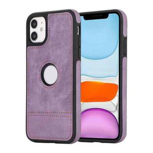 For iPhone 11 Splicing Sewing Hollow Cutout PU Phone Case(Purple)