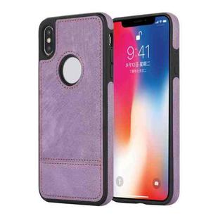 For iPhone X / XS Splicing Sewing Hollow Cutout PU Phone Case(Purple)