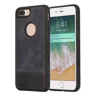 For iPhone 8 Plus / 7 Plus Splicing Sewing Hollow Cutout PU Phone Case(Black)