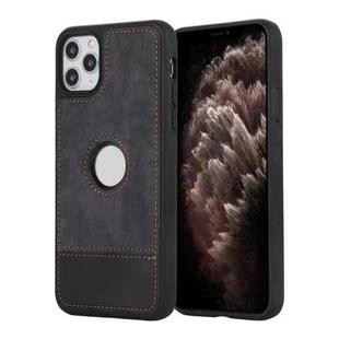 For iPhone 11 Pro Splicing Sewing Hollow Cutout PU Phone Case(Black)