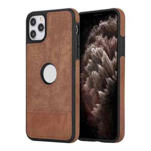 For iPhone 11 Pro Splicing Sewing Hollow Cutout PU Phone Case(Brown)