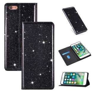 For iPhone 6 Plus Ultrathin Glitter Magnetic Horizontal Flip Leather Case with Holder & Card Slots(Black)