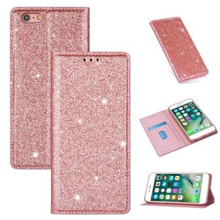 For iPhone 6 Plus Ultrathin Glitter Magnetic Horizontal Flip Leather Case with Holder & Card Slots(Rose Gold)