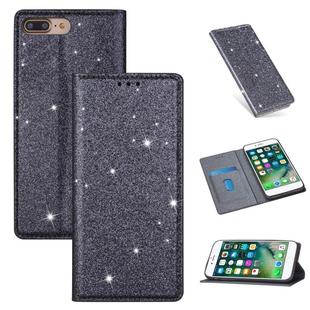 For iPhone 8 Plus / 7 Plus Ultrathin Glitter Magnetic Horizontal Flip Leather Case with Holder & Card Slots(Gray)