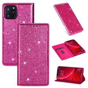 For iPhone 11 Ultrathin Glitter Magnetic Horizontal Flip Leather Case with Holder & Card Slots(Rose Red)