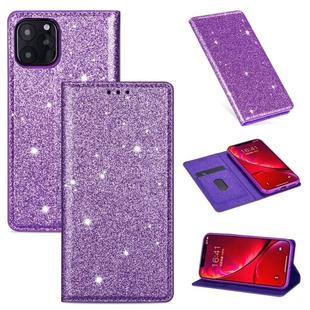 For iPhone 11 Ultrathin Glitter Magnetic Horizontal Flip Leather Case with Holder & Card Slots(Purple)