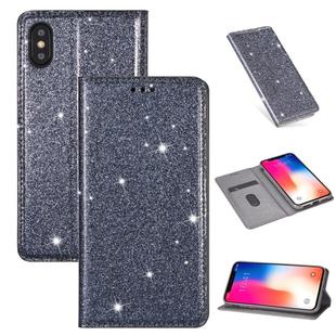For iPhone XR Ultrathin Glitter Magnetic Horizontal Flip Leather Case with Holder & Card Slots(Gray)
