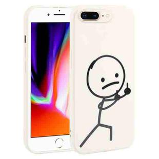 For iPhone 8 Plus / 7 Plus Stickman Pattern Liquid Silicone Phone Case(White)