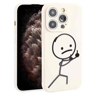 For iPhone 11 Pro Max Stickman Pattern Liquid Silicone Phone Case(White)