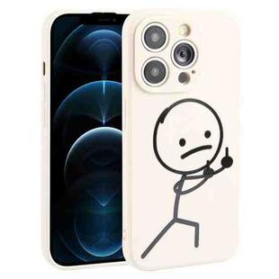 For iPhone 12 Pro Max Stickman Pattern Liquid Silicone Phone Case(White)