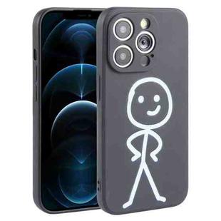 For iPhone 12 Pro Max Stickman Pattern Liquid Silicone Phone Case(Black)