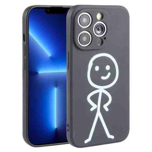 For iPhone 13 Pro Stickman Pattern Liquid Silicone Phone Case(Black)