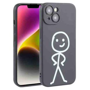 For iPhone 14 Plus Stickman Pattern Liquid Silicone Phone Case(Black)