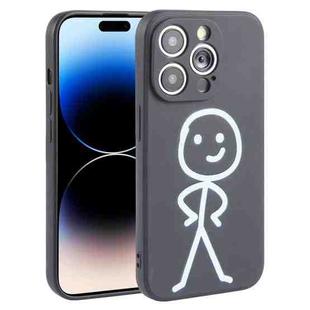 For iPhone 14 Pro Stickman Pattern Liquid Silicone Phone Case(Black)