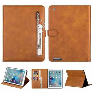 For iPad 1 / 2 / 3 / 4 Tablet Fashion Calf Texture Zipper Horizontal Flip Leather Case with Stand & Card Slots & Wallet & Wake-up / Sleep Function(Brown)