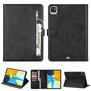 For iPad Pro 12.9(2020) / Pro 12.9(2018) Tablet Fashion Calf Texture Zipper Horizontal Flip Leather Tablet Case with Stand & Card Slots & Wallet & Wake-up / Sleep Function(Black)