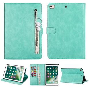 For iPad Mini 1 / 2 / 3 / 4 / 5 Tablet Fashion Calf Texture Zipper Horizontal Flip Leather Case with Stand & Card Slots & Wallet & Wake-up / Sleep Function(Green)