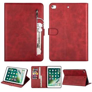 For iPad Mini 1 / 2 / 3 / 4 / 5 Tablet Fashion Calf Texture Zipper Horizontal Flip Leather Case with Stand & Card Slots & Wallet & Wake-up / Sleep Function(Red)