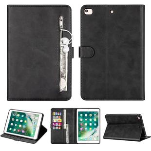 For iPad Mini 1 / 2 / 3 / 4 / 5 Tablet Fashion Calf Texture Zipper Horizontal Flip Leather Case with Stand & Card Slots & Wallet & Wake-up / Sleep Function(Black)