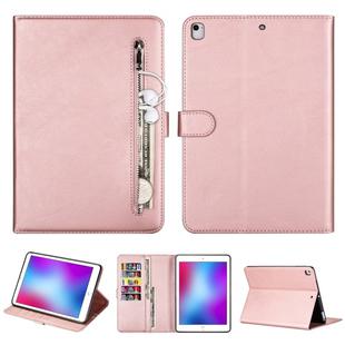 For iPad 10.5 / 10.2 Tablet Fashion Calf Texture Zipper Horizontal Flip Leather Case with Stand & Card Slots & Wallet & Wake-up / Sleep Function(Rose Gold)