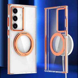 For Samsung Galaxy S24 5G Magnetic 360 Degree Rotating Holder Phone Case(Orange)