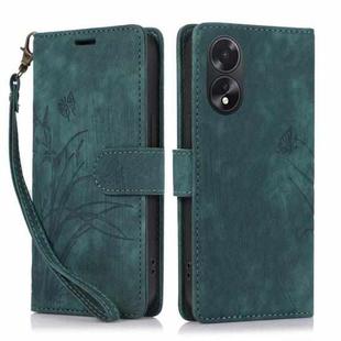 For OPPO A18 / A38 Orchid Butterfly Embossed Leather Phone Case(Green)