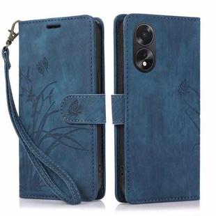 For OPPO A18 / A38 Orchid Butterfly Embossed Leather Phone Case(Blue)
