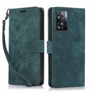 For OPPO A57 4G / A57S Orchid Butterfly Embossed Leather Phone Case(Green)