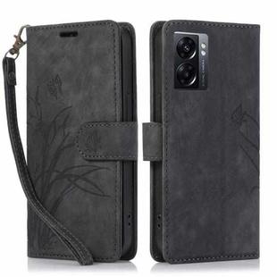 For OPPO A77 4G / A77S Orchid Butterfly Embossed Leather Phone Case(Black)