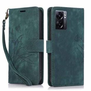 For OPPO A77 4G / A77S Orchid Butterfly Embossed Leather Phone Case(Green)