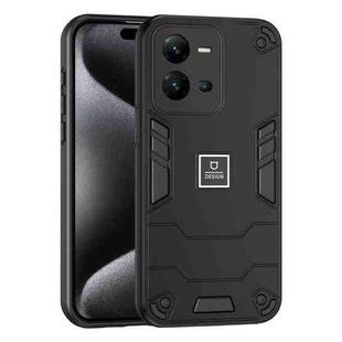 For vivo V25e 2 in 1 Shockproof Phone Case(Black)