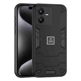 For vivo Y22s 2 in 1 Shockproof Phone Case(Black)