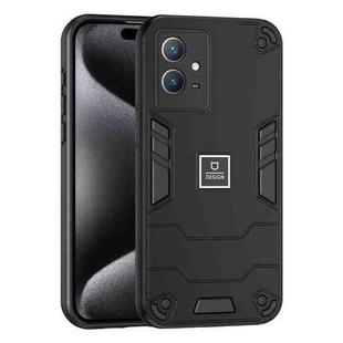 For vivo Y33s 2 in 1 Shockproof Phone Case(Black)
