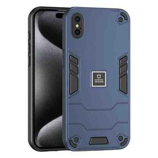 For iPhone XS / X 2 in 1 Shockproof Phone Case(Blue)