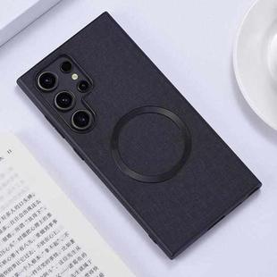 For Samsung Galaxy S24 Ultra 5G Magsafe Magnetic Ring Cloth Texture Phone Case(Black)