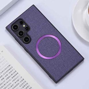 For Samsung Galaxy S24 Ultra 5G Magsafe Magnetic Ring Cloth Texture Phone Case(Purple)