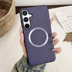For Samsung Galaxy S25 5G Magsafe Magnetic Ring Cloth Texture Phone Case(Purple)